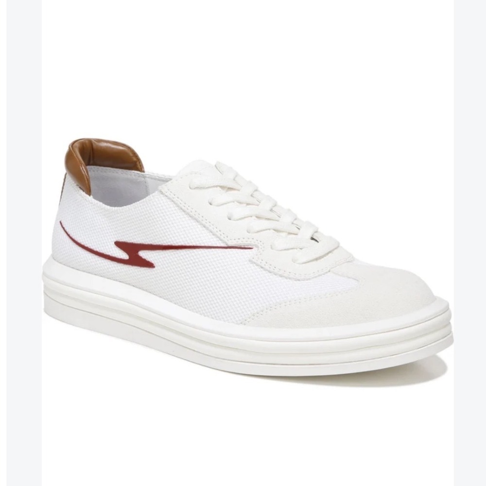 Franco Sarto Womens White Mesh Suede Lightning Bolt Low Top shoes Sneakers Sz 7